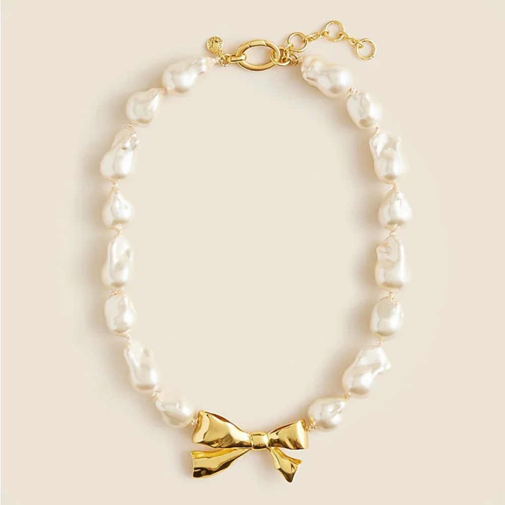 J. Crew Baroque pearl bow necklace